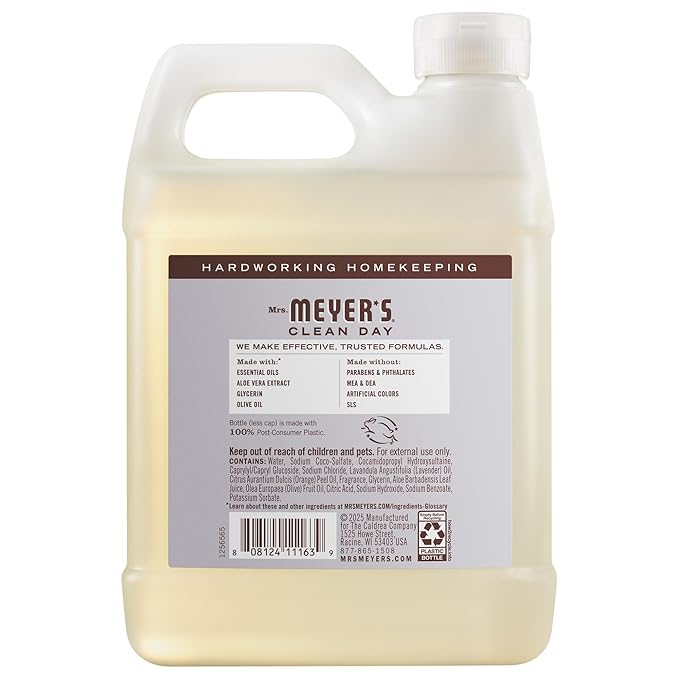 MRS. MEYER'S CLEAN DAY Hand Soap Refill, Lavender Scent, 33 Fl Oz Bottle