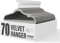 YSSOA Velvet Hangers 70 Pack, Non-Slip Clothes Hangers with Shoulder Notches, 360° Swivel Hooks, Heavy Duty Standard Hanger for Closet Space Saving, Grey