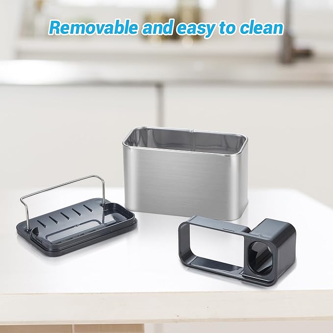 Sponge Holder for Kitchen Sink: Stainless Steel Sink Caddy for Brush Kitchen Accessories