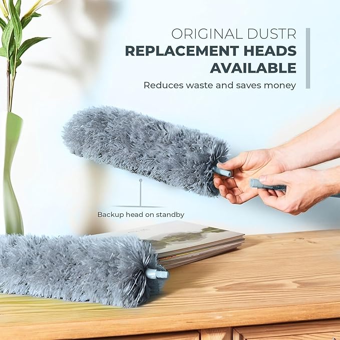 Extendable Feather Duster, Microfiber Duster, Ceiling Fan Duster, Feather Dusters for Cleaning, Dust Cleaner, Cobweb Duster - Electrostatic Bendable Head - up to 100 Inch