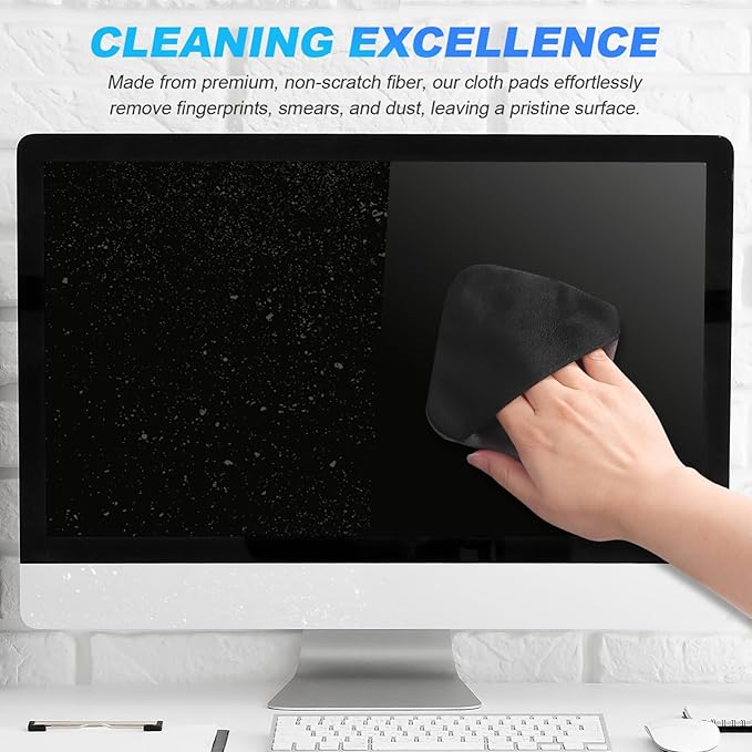 2-Pack Screen Cleaning Cloths 4.13X4.13In Microfiber Pads for Car Touch Screens Electronics and LCD Displays Reusable Non-Scratch Cleaning Pads for Camera Lenses and Sunglasses