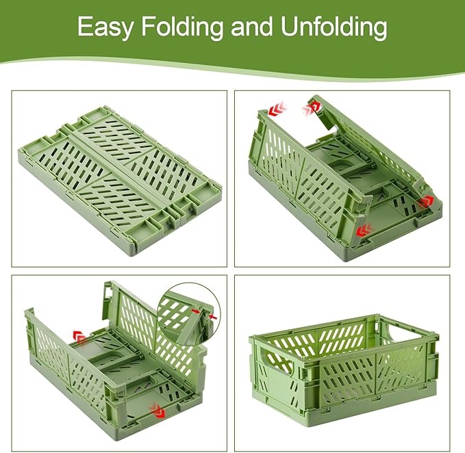 6-Pack Small Pastel Plastic Storage Baskets, Collapsible Crates for Organizing, Space-Saving Mini Bins for Classroom, Kitchen, Office, Bedroom (5.9" x 3.8" x 2.2")