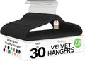 Techzoo Premium Velvet Hangers 30 Pack Ultra Thin Non Slip Adult Felt Space Saving Suit Hanger for Closet Heavy Duty Coat Pants Jackets Dress Hangers 360° Swivel Hook Hold Upto 10 lbs Black