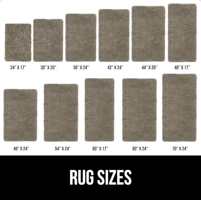 GORILLA GRIP Bath Rug Mat 36x24, Thick Soft Absorbent Chenille, Quick Dry Microfiber Mats, Rubber Backing Washable Shower Floor Rugs, Bathmat Runner, US Designed Bathroom Home Decor Accessories Latte