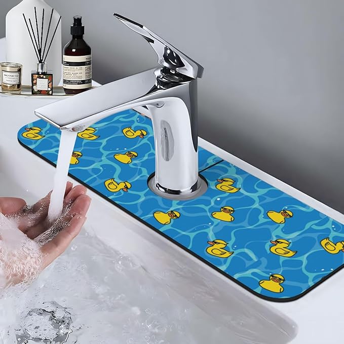 Duck Sunglasses Yellow Cool 15" X 5.5" Kitchen Sink Splash Guard Faucet Faucet Guard Draining Mat Sink Splash Guard Faucet Kitchen Bathroom