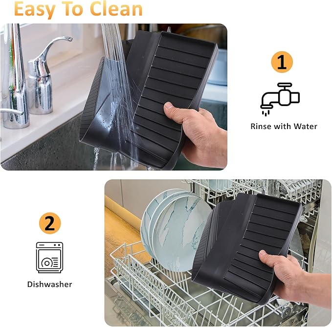 Sink Edge Protector with Suction Cup 4"x14", Silicone Sink Splash Guard for Kitchen & Bathroom, Protect Countertop from Scratches, Stains, for Stainless Steel Granite Quartz-Black