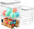 12 Pack Middle Stackable Storage Boxes for Storage and Organization, Clear Storage Bins with Lids, Plastic Storage Containers with Lids, Plastic Bins with Handles for Office, Bedroom, Study Room