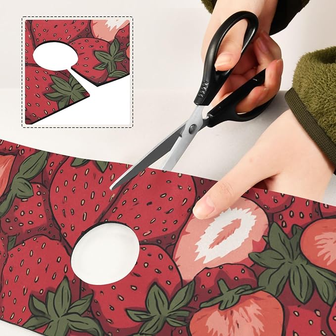 Kitchen Sink Splash Guard 2 PCS 30 Inch Sink Faucet Mat Splash Guard for Bathroom Countertop Water Absorbent Foldable Cuttable Soft Washable Cartoon Red Strawberry