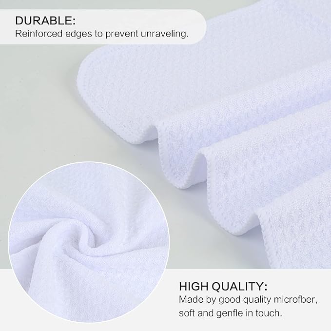 SINLAND Microfiber Dish Towel Sublimation Blank Towels DIY Microfiber Dishes Drying Towel and Kitchen Cleaning Cloth Waffle Towels 16inch X 24inch(6 Pack White)