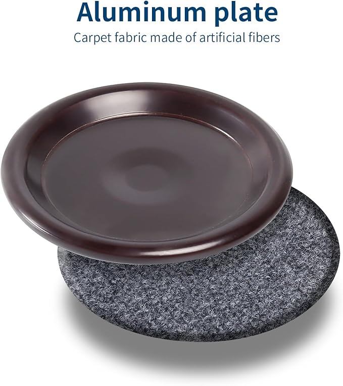 Ezprotekt 1 5/8" Round Carpet Bottom Furniture Caster Cups, 16 Pcs Reusable Furniture Coasters, Felt Furniture Sliders Pads to Protect Hardwood, Tile or Carpetd Floors from Scratches (Brown/Gray)
