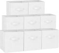 Criusia Storage Cubes - 13 Inch Heavy Duty Fabric Storage Bins for Shelves Closet Cube Organizer - 8 Pack Collapsible Cube Storage Bins Baskets for Clothes Blankets Toys - Nursery Organization (White)