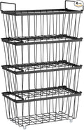 iSPECLE Freezer Organizer Bins - Fits 7 Cu.Ft Chest Freezer, 4 Pack Stackable Wire Baskets(14.7" Length), Heavy Duty Coated Deep Freezer Organizer, Rust Resistant for Frozen Food Sorting, Black