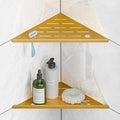 HBXS Shower Corner Shelf with Razor Hole,Modern Style Shower Caddy, Sturdy 304 Stainless Steel Shower Organizer,No Drilling Bathroom Corner Shelf for Tile Wall Gold 2 Pack-10