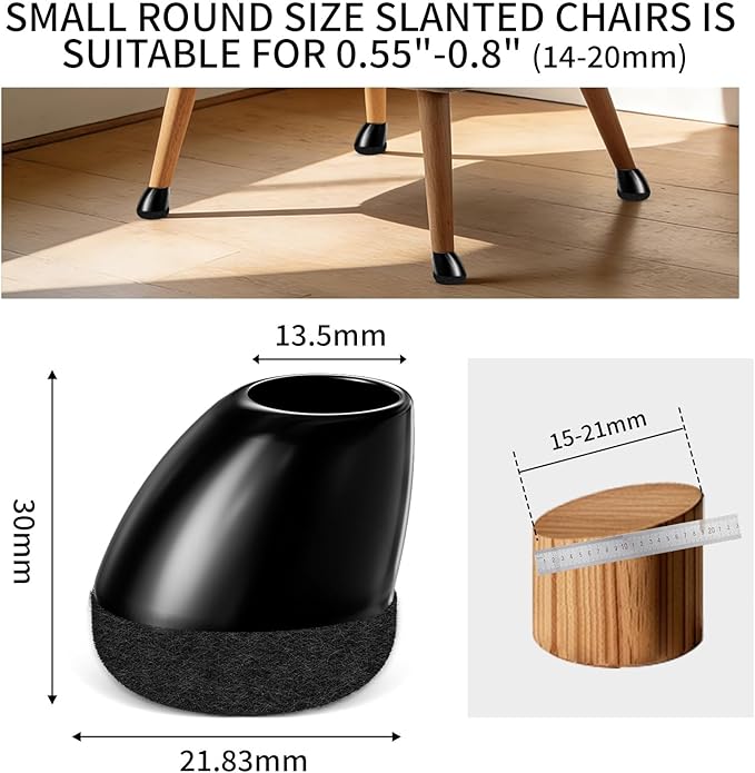 Ezprotekt 16 Pcs Chair Leg Floor Protectors, Silicone Covers Felt Furniture Pads for Hardwood Floors, Chair Leg Caps for Tilted Legs (15°-25°), Anti-Scratch and Reduce Noise Small Fit (0.55"-0.8")