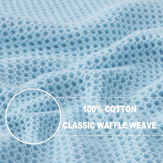 Homaxy 100% Cotton Waffle Weave Kitchen Dish Cloths, Ultra Soft Absorbent Quick Drying Dish Towels, 12 x 12 Inches, 8-Pack, Sky Blue