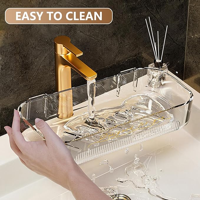 Acrylic Bathroom Shelves 2Pack, 14" Clear Adhesive Shower Shelves for Bathroom Wall Decor and Storage, No Drilling Plastic Wall Shelf Organizer for Home, Kitchen, and Dorm, Large Capacity