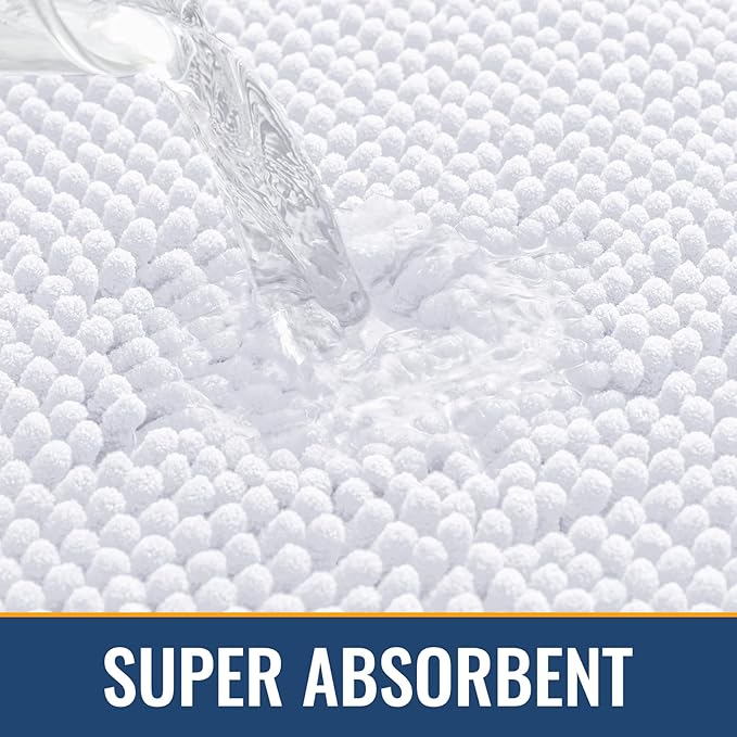 Arotive Bathroom Toilet Rugs U Shaped 24x24, Extra Soft Absorbent Shaggy Chenille Contour Bath Rugs for Toilet, Machine Washable Non-Slip Contoured Bath Mats, White