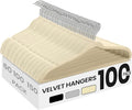 SONGMICS Velvet Hangers 100 Pack, Non-Slip Clothes Hangers with Silver-Colored Swivel Hooks, Slim Space-Saving for Closet, Heavy-Duty, Summer Sand UCRF026LF02S