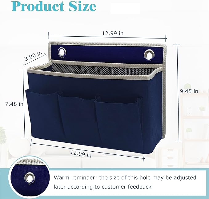 2-Pack Wall Hanging Organizer Bag/Hanging Baskets with Large Mesh Compartment & 3 Pockets，Over the Door Hanging Organizer Space Saving Storage for Bedroom,RV Camper, Closet (Navy Blue -2 Pack)