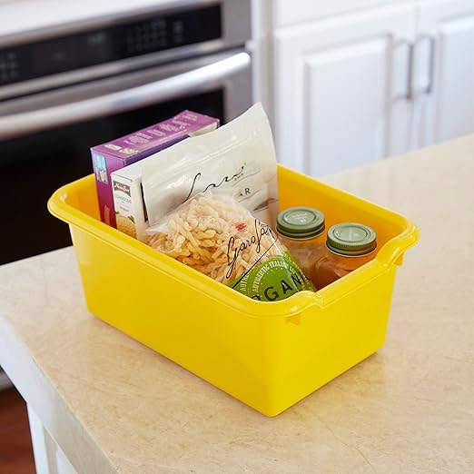 ECR4Kids Scoop Front Storage Bins, Multipurpose Organization, Yellow, 10-Piece