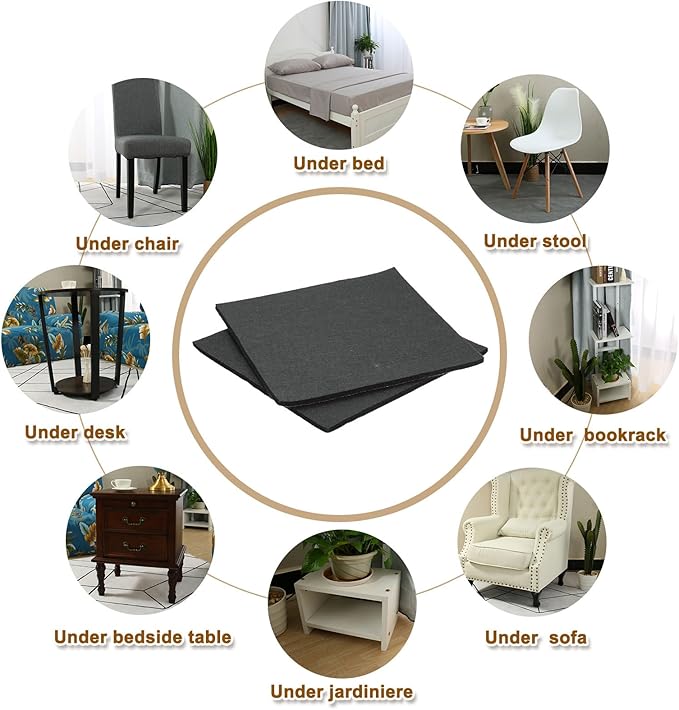 uxcell Felt Furniture Pads, 10Pcs 7.87" x 7.87" Adhesive Backed Felt Non-Slip Anti-Scratch Chair Leg Protectors for Protecting Hardwood Floor, Black