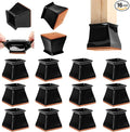 CHUNZEXI 16 Pack Square Chair Leg Floor Protectors for Hardwood Floors, Silicone Felt Covers Pads Caps, Protect Wood Furniture Feet Floors Noise Reduce and Scratch (Square Small & Black)