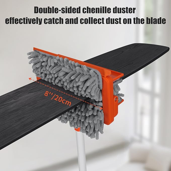 Qaestfy Ceiling Fan Cleaner Duster with 62.5‘’ Extendable Long Handle Ceiling Fan Blade Cleaning Tool, Reusable Chenille & Microfiber Mop Head for Dusting Ceiling Fan Baseboard Wall Floor