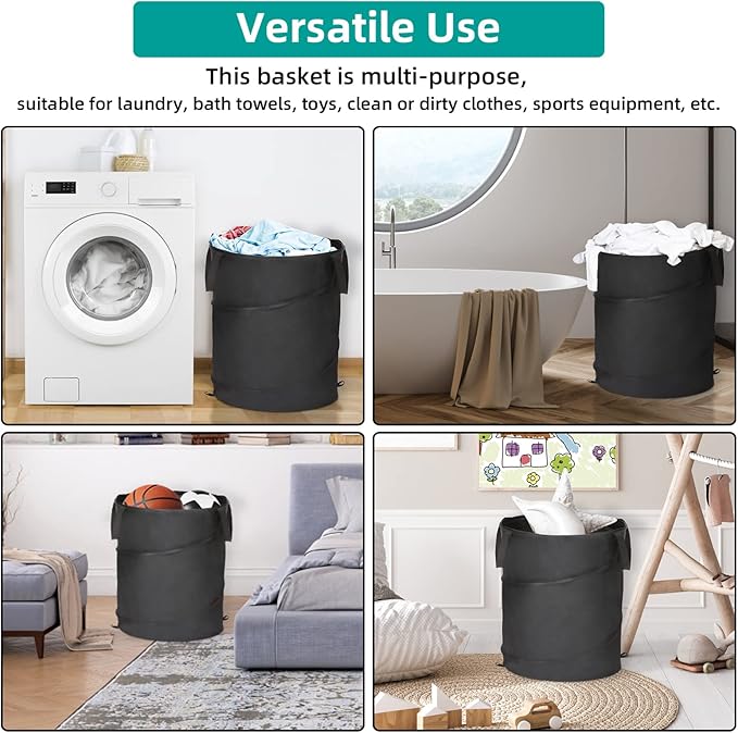 BATTOO 106L Collapsible Laundry Baskets - Foldable Pop Up Hampers for Laundry - Upgrade Oxford Laundry Hamper with Reinforced Handles for Bedroom, Bathroom, Kids Room, Dorm, Travel, Storage Organizer