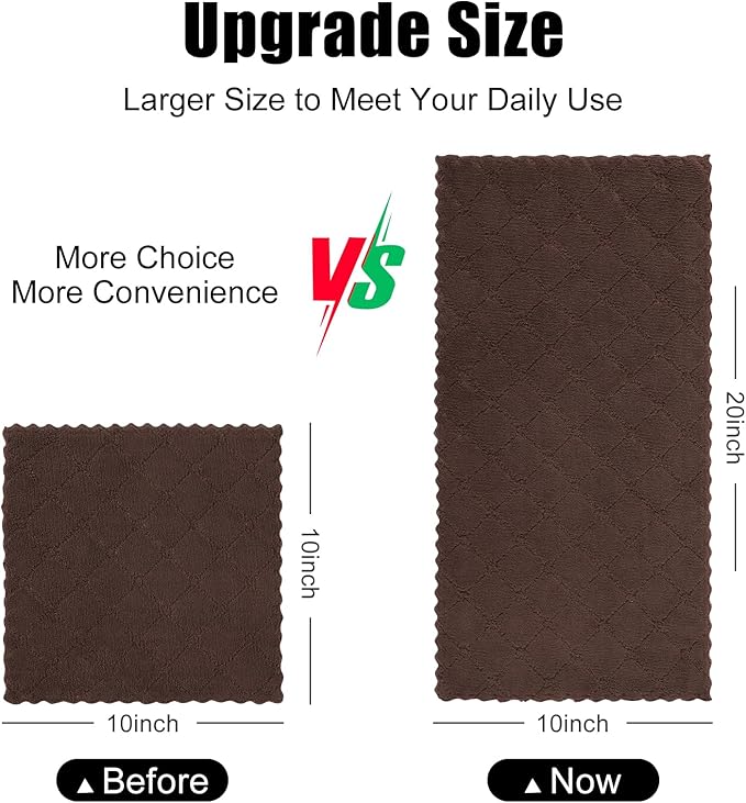 Homaxy 24 Pack Dish Towels for Kitchen (10 x 20 Inches, Brown), Super Soft and Absorbent Coral Velvet Dish Cloths for Washing Dishes, Nonstick Oil Fast Drying Microfiber Cleaning Cloth