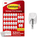 Command Small Wire Toggle Hooks, 32 Count, and 48 Strips, Damage Free Hanging Wall Hooks with Adhesive Strips, No Tools Required for Hanging, Organization and Storage, Holds up to 0.5 lb