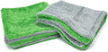 Autofiber Dreadnought Jr. Microfiber Car-Drying Towel, Superior Absorbency, Trucks and SUVs, Double-Twist Pile, One-Pass Vehicle-Drying Towel - Pack of 2, Green/Gray (16 inch x 16 inch)