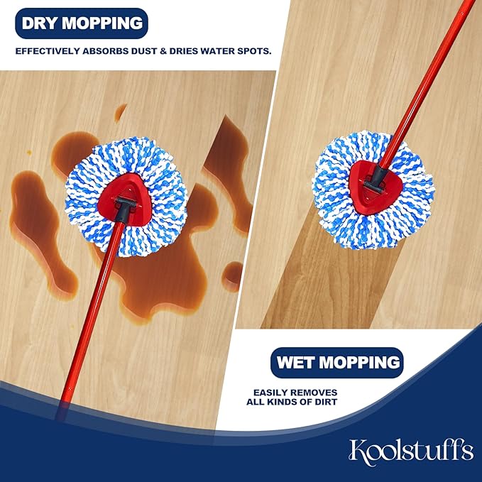 Spin Mop Replacement Head, 3 Pack Mop Replacement Head, Easy Cleaning, Microfiber, Spin Mop Refills, Machine Washable