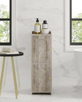 Bathroom Storage Cabinet, Small Corner Floor Cabinet with 2 Doors and Adjustable Shelf, Narrow Toilet Paper Cabinets, Bathroom Organizer for Small Spaces, 7.9" D x 9.8" W x 29.5" H Greige