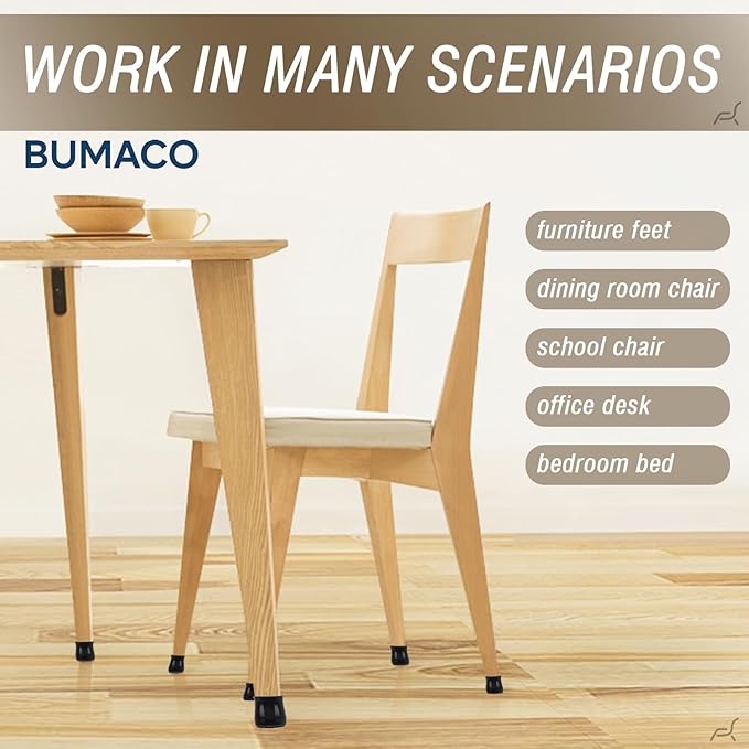 BUMACO Chair Leg Floor Protectors Chair Leg Protectors for Hardwood Floors Silicone Pads Covers to Protect Floors Black-40 Pcs Universal S (15/16" to 1-5/16")