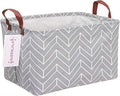 QUEENLALA Rectangular Laundry Hamper/Foldable Nursery Laundry Basket for Organizing/Storage Bin Baskets/Children Toy Office Bedroom/Toy Bin Closet Shelf Baskets（Rec-Grey Wheat）