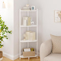 Wisuce Corner Shelf Stand - 4 Tier White Bamboo Small Corner Bookshelf for Office Kitchen Bedroom Plant Stand Living Room Decor Small Space