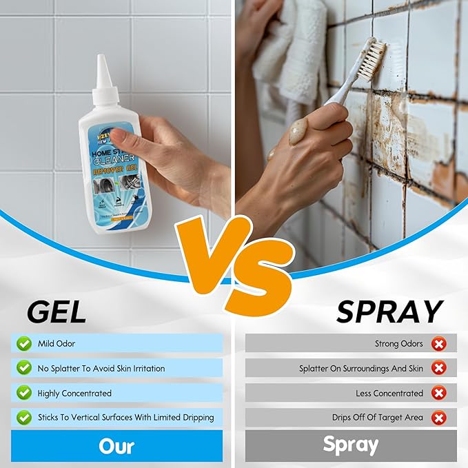 Mold Stain Remover Gel,Washing Machine Cleaner Front Load Washer Gasket Mold Remover Home Stain Cleaner Cleaning Gel for Grout Caulk, Bathroom, Shower, Bathtub, Refrigerator Cleaning Solution 5 Fl Oz