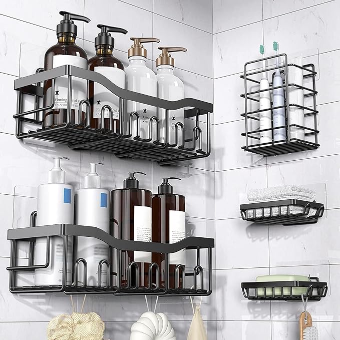 8PCS Shower Caddy Adhesive Replacement Shower Shelves Adhesive Strip Pad Organizer Sticker Replacement Bathroom Heavy Duty Wall Mount Strong Sticky No Drilling Strong Transparent