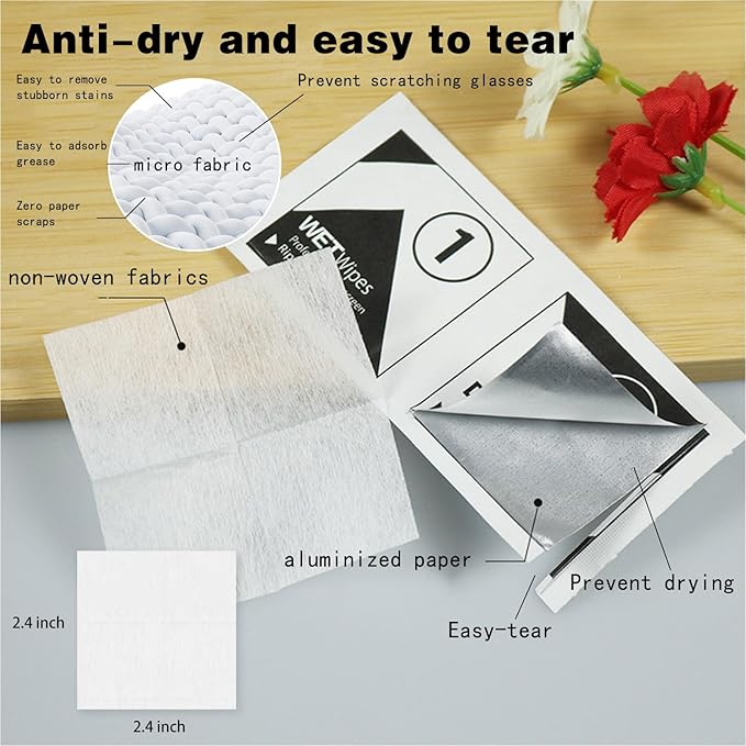 200 Count Lens Wipes for Eyeglasses and 6 pcs Microfiber Cleaning Cloth，Eyeglass Lens Cleaning Wipes，Individually Wrapped Streak-Free Eyeglass Cleaning Wipes for Sunglass, Camera Lens, Goggles.