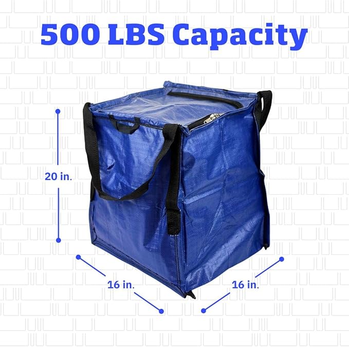 DURASACK Heavy Duty Storage Tote Bag with Zipper Top 22-Gallon Rugged Woven Polypropylene Moving Bag, Reusable Self-Standing Design, Holds up to 500 Pounds, Single, Blue