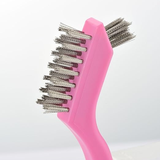 MAXMAN Wire Brush Set 6Pcs Small Wire Brushes Set, Stainless Steel/Brass/Nylon Bristles, Household Deep & Gentle Cleaning Brush, Scratch Brushes for Dirt, Paint Scrubbing, Rust Remover, Pink.