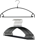 Mawa by Reston Lloyd Euro Ultra Light/Thin Series, Non-Slip Space-Saving Clothes Hanger with Bar & Hooks for Pants and Skirts, Style 42/PTU, Set of 10, Black