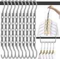 DUCOO 10 PCS Space Saving Hangers, 5-Hole Magic Hangers - Sturdy Plastic Hanger, Closet Organizers for Clothes Storage, College Dorm Essentials, Home Organization (Gray)