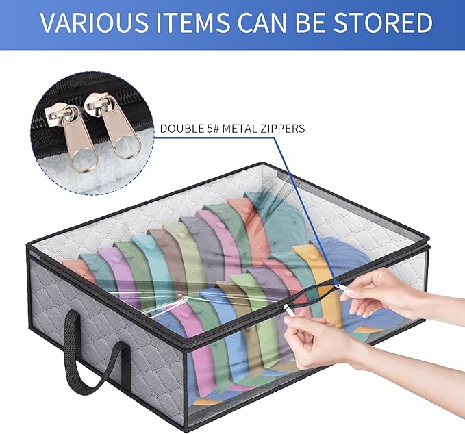 Fixwal Wide Hat Storage for Baseball Caps Organizer with 2 Sturdy Handles Hat Bags Holds Up to 40 Hats Foldable for Home Travel