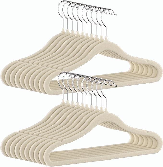 GoodtoU Kids Velvet Hangers Baby Hangers for Closet 20 Pack Non Slip Childrens Infant Hanger Beige