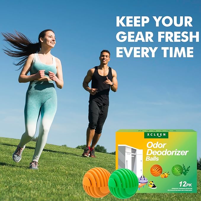 Shoe Deodorizer Balls, Sneaker Odor Eliminator, Long-Lasting Air Freshener for Cloest Car Lockers Drawer Gym Bags, 12 Pack- Eucalyptus Citrus Scent