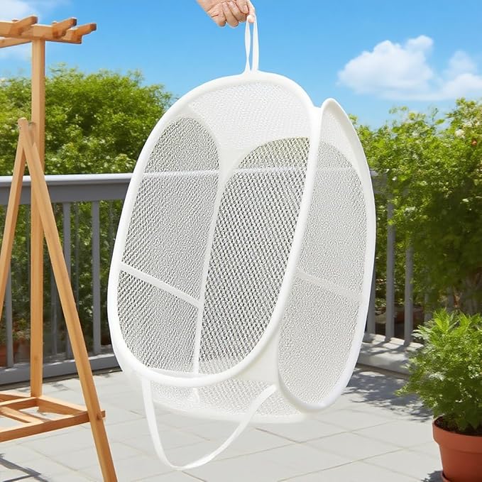 Mesh Laundry Hamper, Foldable Pop-Up Design, white (white, small)