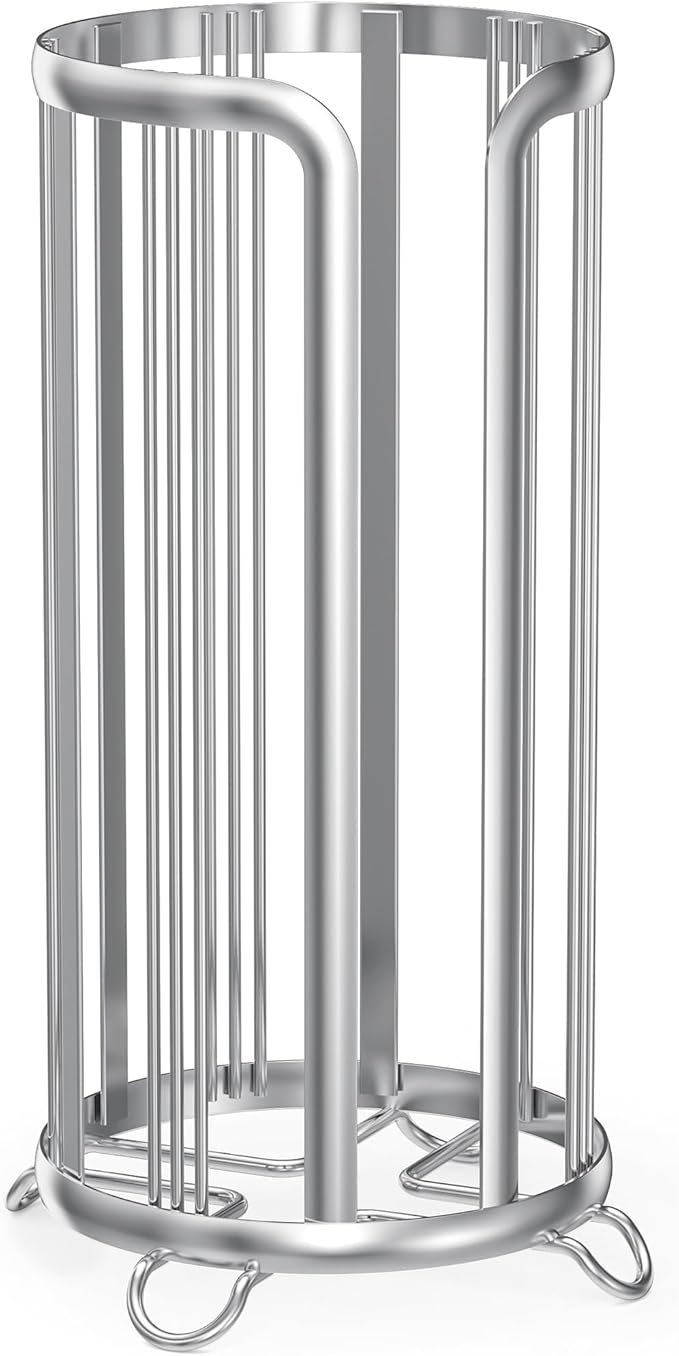 Toilet Paper Holder Stand, Freestanding Bathroom Tissue Organizer, Minimalistic Storage Solution, Reserve Mega Rolls,Stylish Bathroom Floor Toilet Paper Stand Silver