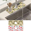 2 Pack Vintage Flowers Leaves Sink Faucet Absorbing Mat Colorful Llilies Super Absorbent Fast Drying Mat Sink Gadgets Behind Faucet Sinkmat for Kitchen Bathroom, 15.5"x5.5"