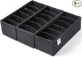 Qozary 3 Pack Sock Underwear Drawer Organizer Dividers, Collapsible Cabinet Closet Storage Boxes for Clothes, Socks, Lingerie, Underwear, Tie, Belt, Baby, Bedroom